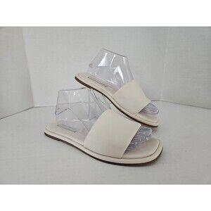 Steve Madden Womens Clyde Leather Slide Sandal Size 8 M Flats Cream